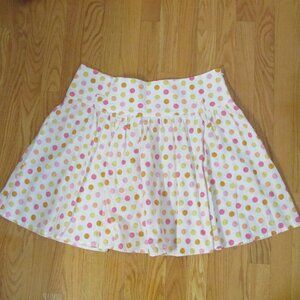 YOUNG AT HEART WOMEN'S SIZE L SKIRT PINK, PEACH, YELLOW TEXTURED DOTS YOKE